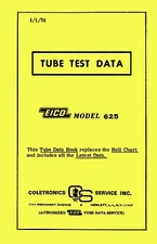 1978 Tube Test Data for Eico 625 Tube Testers