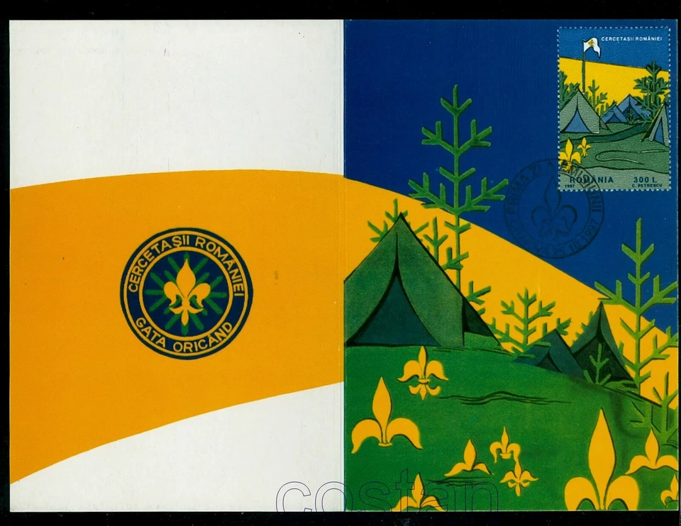 1997 Boy Scouts,wooden totem,Pfadfinder,Scoutisme,Romania,5281= 5 FDC Maxi cards - Image 2 of 4