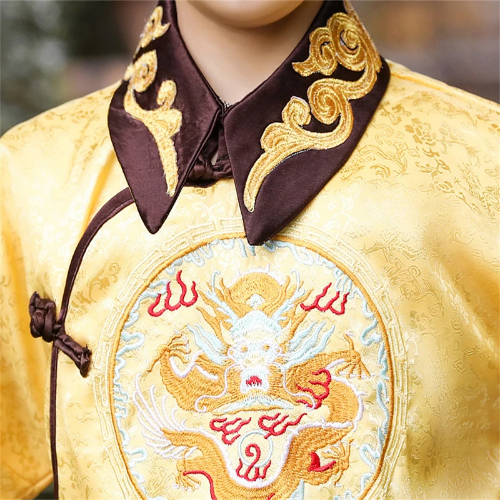 Chinese Boys Traditional Yellow Hanfu Children New Year Tang Suit Costumes - Bild 18 von 23