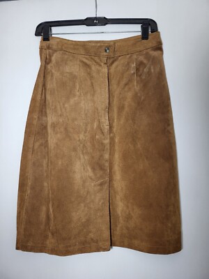Vintage Melbourne Country Brown Genuine Suede Leather Western Pencil Skirt  Sz