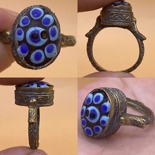 RARE ANCIENT PHOENICIAN ROMAN GLASS RING 300BC BEST QUALITY