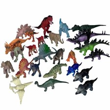 Lot 25 Dinosaurs Hard Plastic Figures Imaginative Play Toys Various Sizes Colors