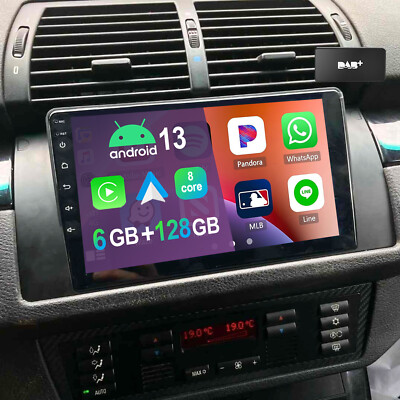 DAB+ Für BMW E38 5er E39 X5 E53 6+128GB Android 14 Autoradio 4G LTE Carplay WIFI