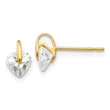 Real 14kt Yellow Gold Madi K CZ Children's Heart Post Earrings