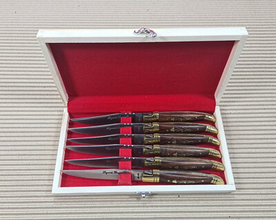 Set of 6 French Laguiole handle steak knives