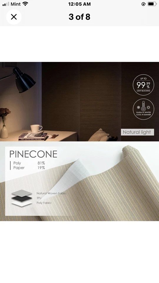 Persianas de oruga de panel deslizante ajustables 99,99 % oscurecimiento 45,8"- 86" W X 96" H, Exte Foto 3 de 4