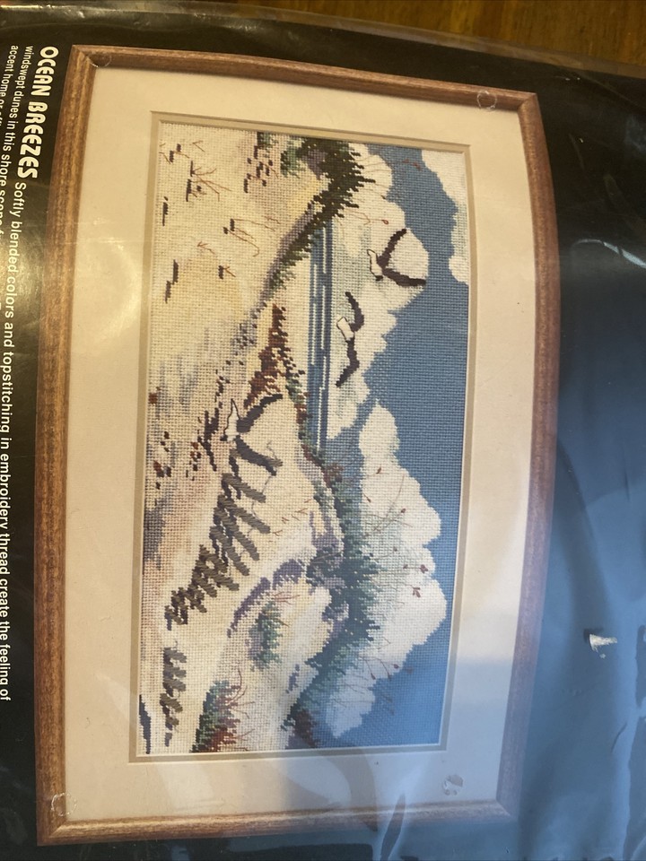 New 1986 Dimensions Needlepoint Kit Ocean Breezes Beach Sand Dune Sea