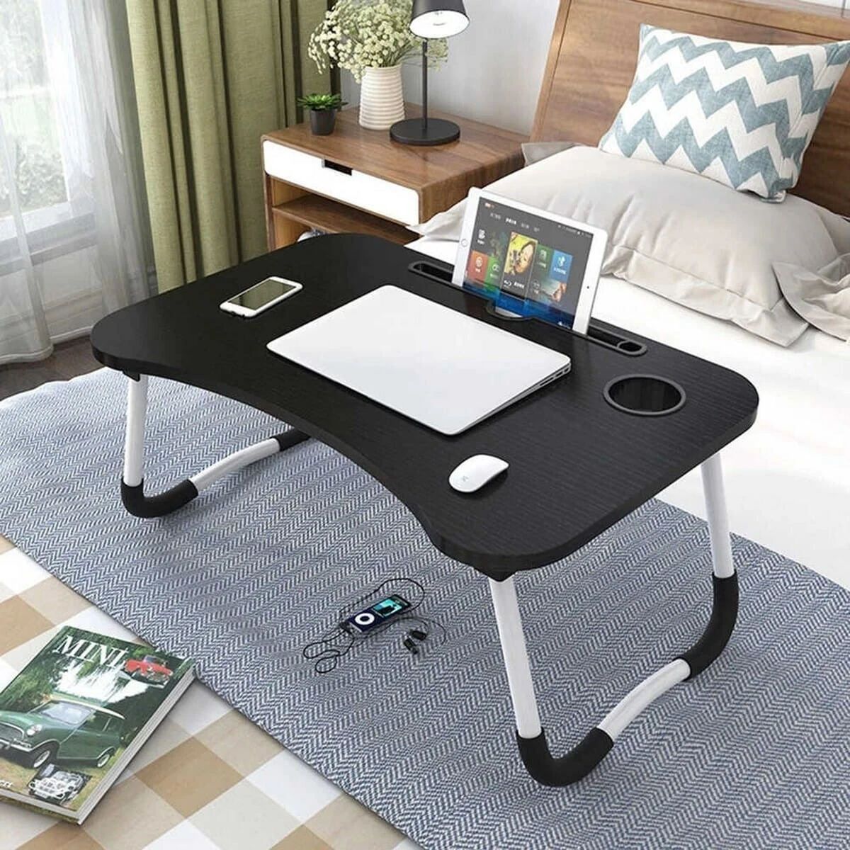 Multi function Laptop Desk Lazy Bed Desk Folding Waterproof Table Stand Tray