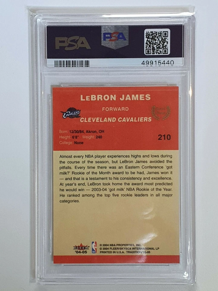 2004 Fleer Lebron James #210 Tradition Red "Rookie of the Year" - PSA 9 - Image 2 of 2