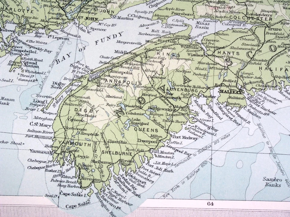 1922 MAP OF NEWFOUNDLAND QUEBEC NEW BRUNSWICK NOVA SCOTIA HALIFAX CANADA  - Image 4 of 4