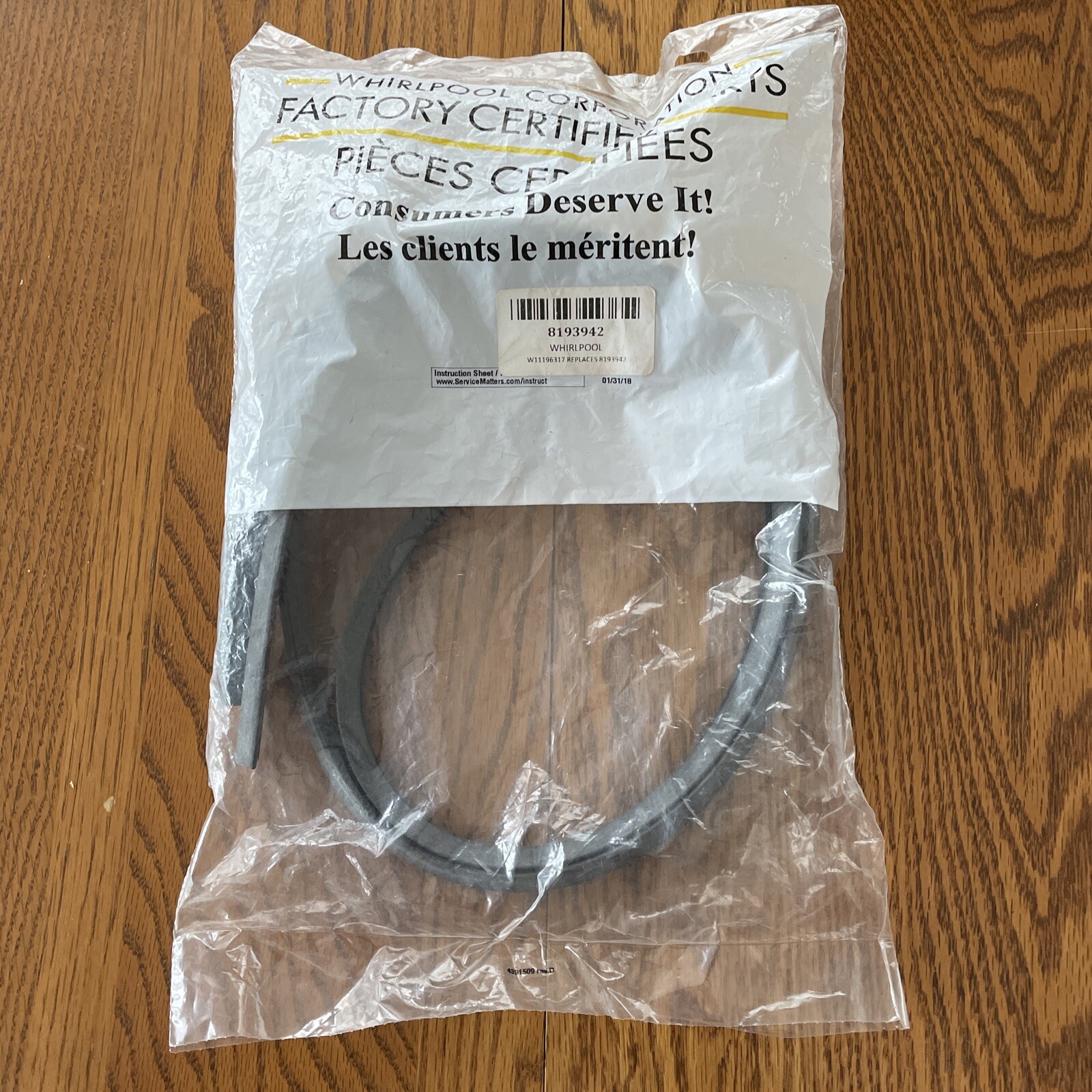 Genuine OEM Whirlpool Dishwasher Door Gasket Kit 8193942 eBay