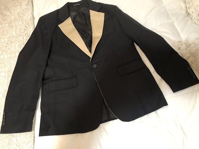 Wangyue Men s Suit Blazer Medium Black W/  Beige Lapels New Without Tags