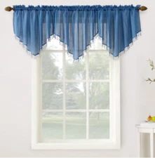No. 918 Valance 24"x51" Erica Crushed Sheer Voile Beaded Blue