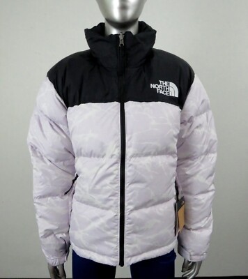 The North Face Printed 1996 Nuptse 700-Down Hooded Jacket Lavender Women s Sz S