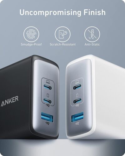 Anker 100W USB-C Wall Charger 3-Ports GaN II Tech Fast Charging+5ft USB-C Cable - Picture 8 of 9