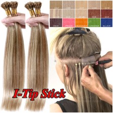 I-Tip Stick 100 Human Remy Hair Extensions Micro Bead Ring Pre Bonded Ombre 1G