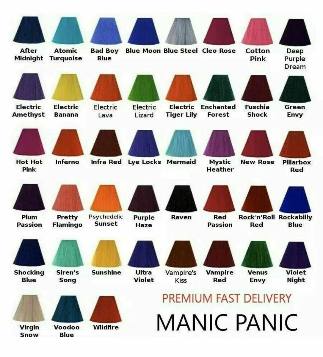 Manic Panic Hair Dye Color Vegan Cream Formula Semi Permanent .118ml 4 oz Colour