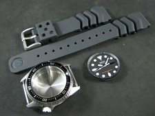 NEW STAINLESS CASE KIT SEIKO SKX013 Medium Size Diver 7S26-0030 Black Bezel