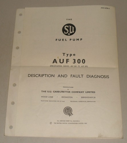Anleitung / Datenblatt Jaguar 2.4 Litre Mark II SU Kraftstoffpumpe AUF 300 - 399