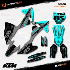 Gray & Cyan Slick Racing Graphics Kit fits 18-24 KTM 85sx 85 SX Decal Plates