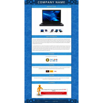 Mobile Responsive eBay Listing Template Auction Gallery Html Professional Design