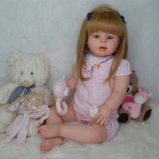Already Finished Reborn Baby Doll 28inch Toddler Girl Rooted Hair Handmade Gift