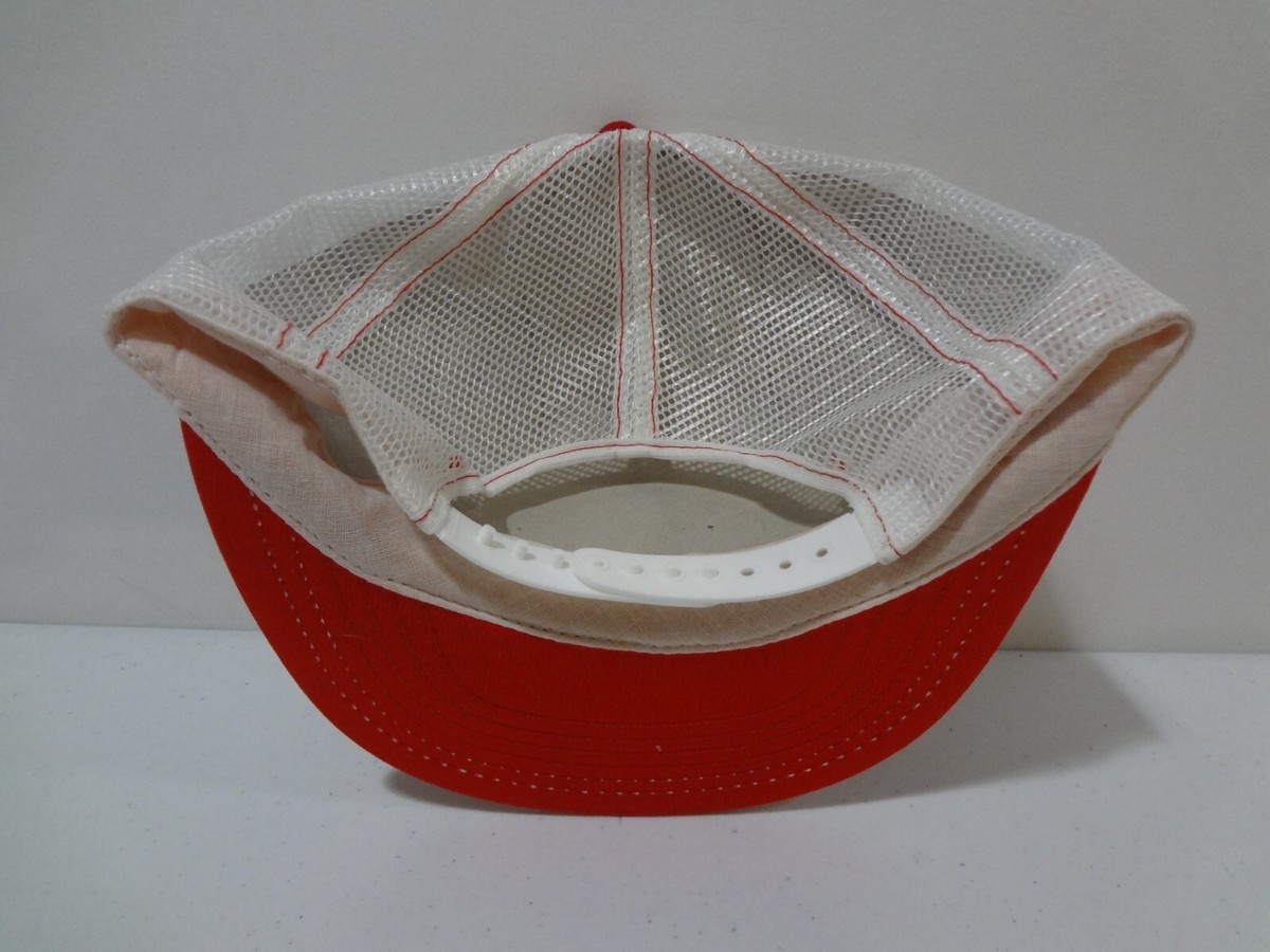 Vintage 80s Red Wings Boots Foam Mesh Trucker Hat Snapback Made in