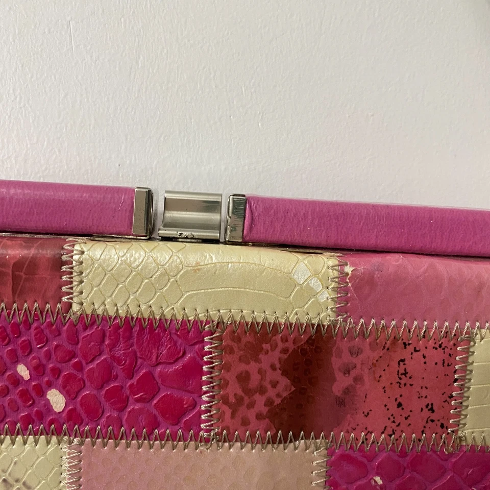 Bolso sin asas vintage Y2K retazos PInk Bimbo cocodrilo piel de serpiente McBling Foto 4 de 4