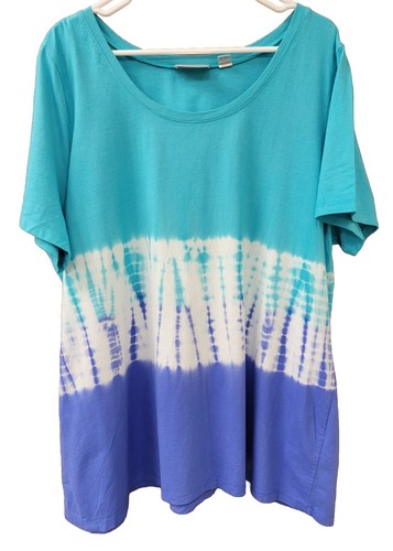 Avenue Womens Size 22 24 Blue White Purple Tye Dyed Short Sleeve T Shirt - 第 1/3 張圖片