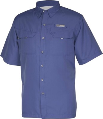 Men's HABIT Short Sleeve Button Up River Guide Fishing Shirt UPF 40 Blue  3XL