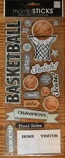 Me & My Big Ideas Mambi Sticks Basketball Scrapbook Stickers Champions Score