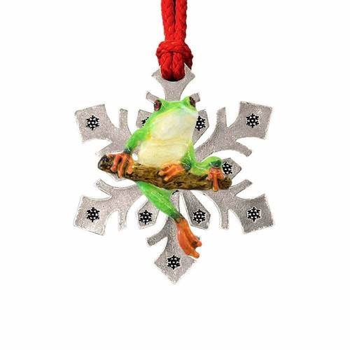 Adornos de árbol de Navidad copo de nieve con rana de peltre y lagartos, hechos en EE. UU. - Imagen 32 de 33