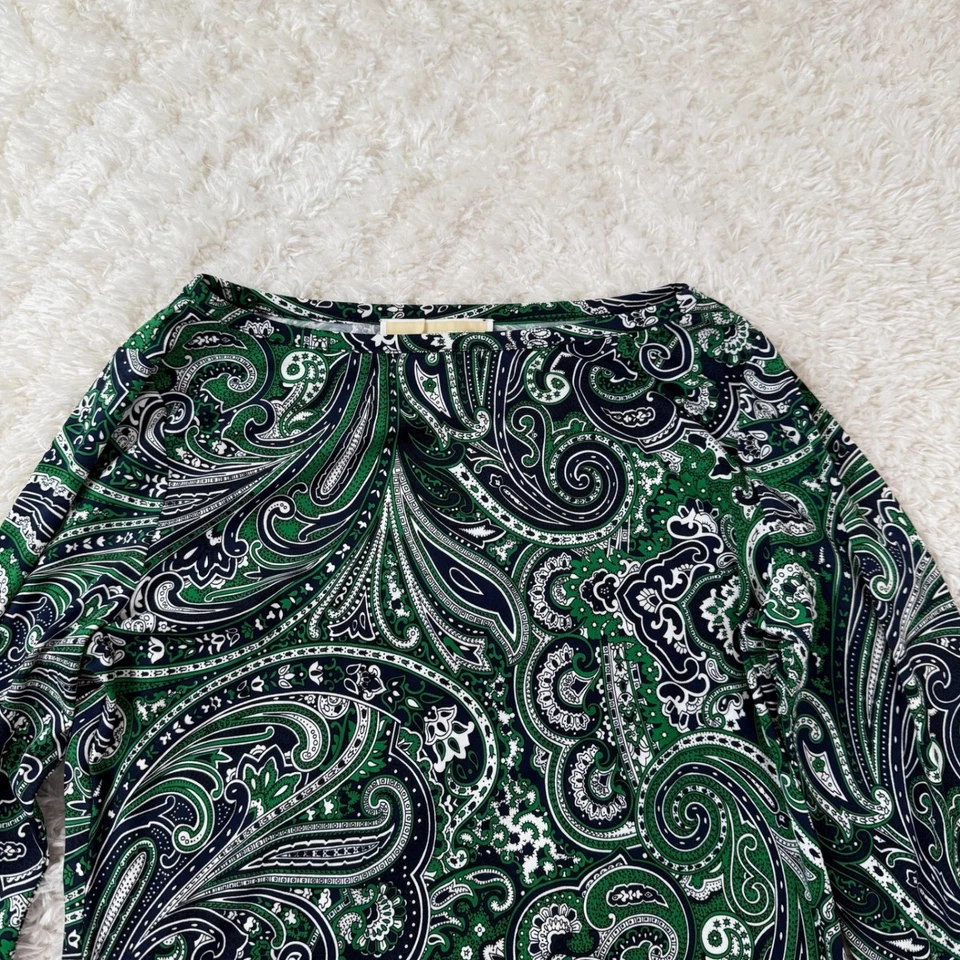 Vestido Michael Kors Para Mujer XL Estampado Cachemira LS Detalle Cadena Carrera Oficina Lujo Foto 3 de 4