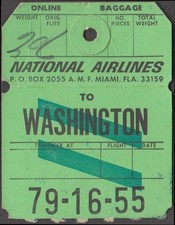 National Airlines flown baggage check Washington DC 1966