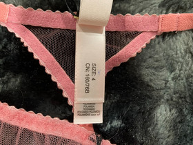 Agent Provocateur Lorna Pink Black Thong AP4 Large NWT