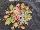 Needlepoint Canvas Pillow Chair Seat Multi Color  22"x22"  VTG Black — photo 2