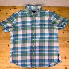 Ralph Lauren Indian Madras Plaid Short Sleeve Shirt Men's L Multicolor Cotton