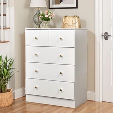 5 Drawer Dresser Wood Dressers Storage Organizer with Large Drawer Handles