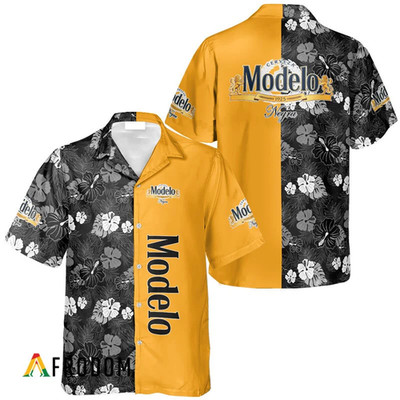 Modelo Beer Black & Yellow Hawaiian Shirt Shorts Set Beach Summer Holiday