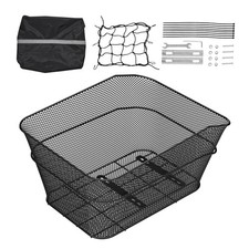 Metal Rear Bike Basket for Groceries Pets, 50lb, Waterproof Cover