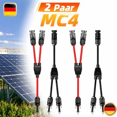 2 Paar - 4pcs Y Solarstecker Verteiler Buchse Solarpanel Mit Solarkabel Adapter