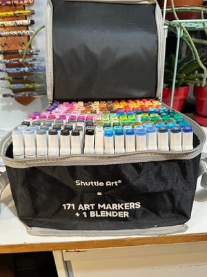 Shuttle Art 172 Colors Dual Tip Alcohol Art Markers Set with Blender & Case