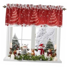 Christmas Valance Curtains for Windows Christmas 54"W x 18"L Pack of 1 Red