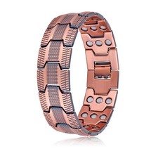 Copper Bracelet for Men Plated Copper Wide Link Bracelet With 3-Row Powerful ...