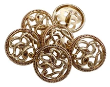 6PC Gold Vines Metal Buttons Sew on Shank Buttons 20mm