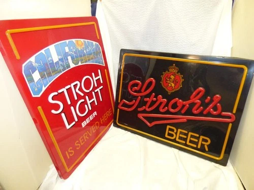 VINTAGE STROH'S BEER NEO-NEON LIGHT UP SIGN  NEW