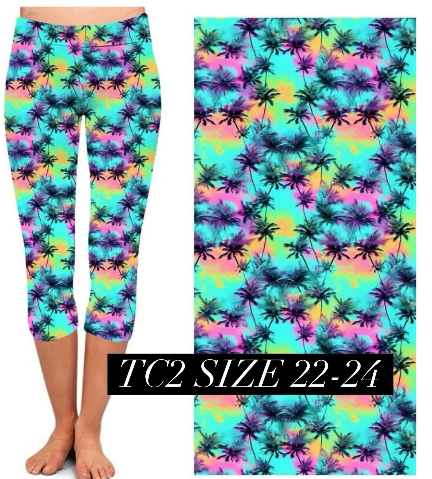 Plus Size 22-28 Capri Palm Tree