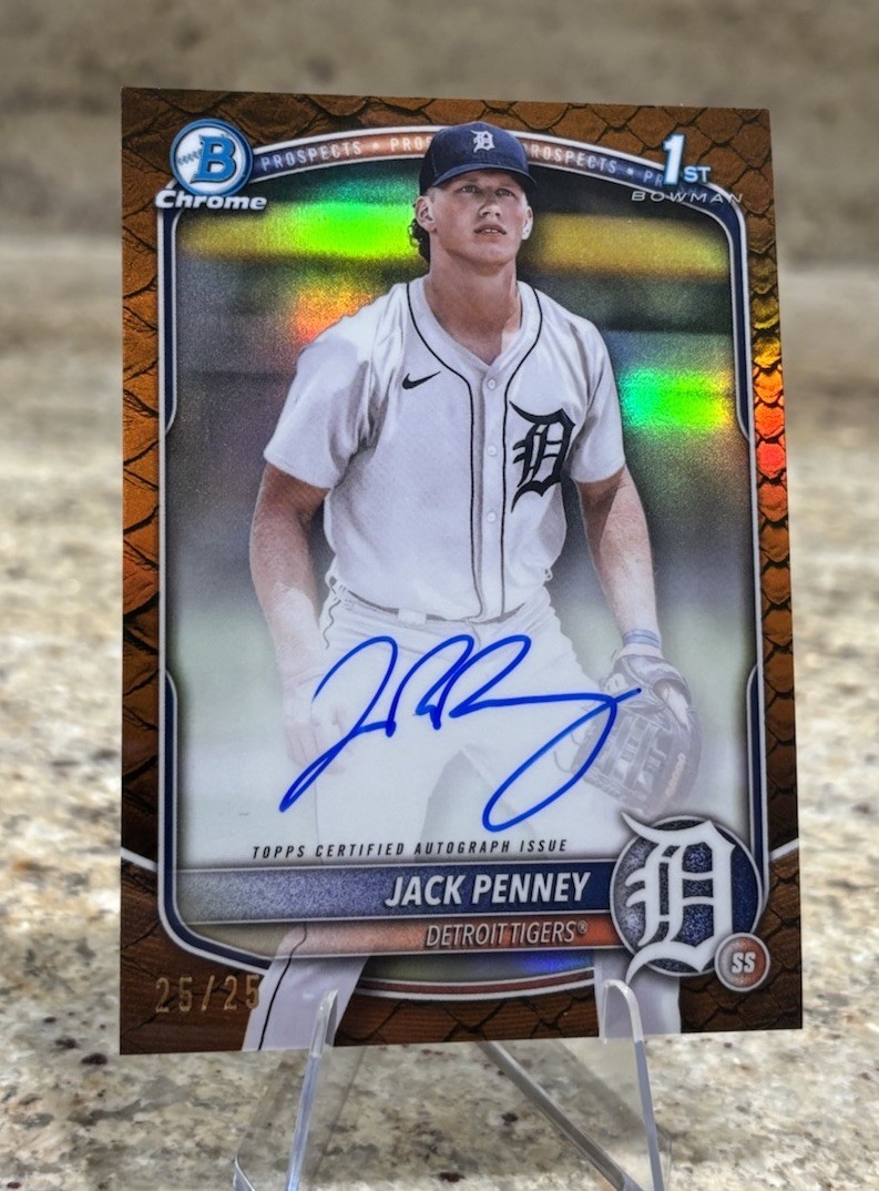 Jack Penney  2025 BOWMAN CHROME 1ST ORANGE REPTILIAN AUTO 25/25