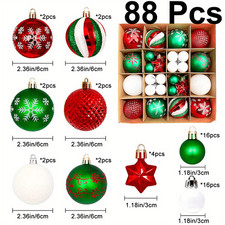 Christmas Ball Ornaments 44/88 Pcs - 2.36 Inch Holiday Decor For Tree  Home USA