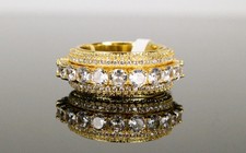 14k STAMPED ETERNITY SPINNER 10.6ct Lab Sim Diamond Ring 18g HEAVY Gold ice out